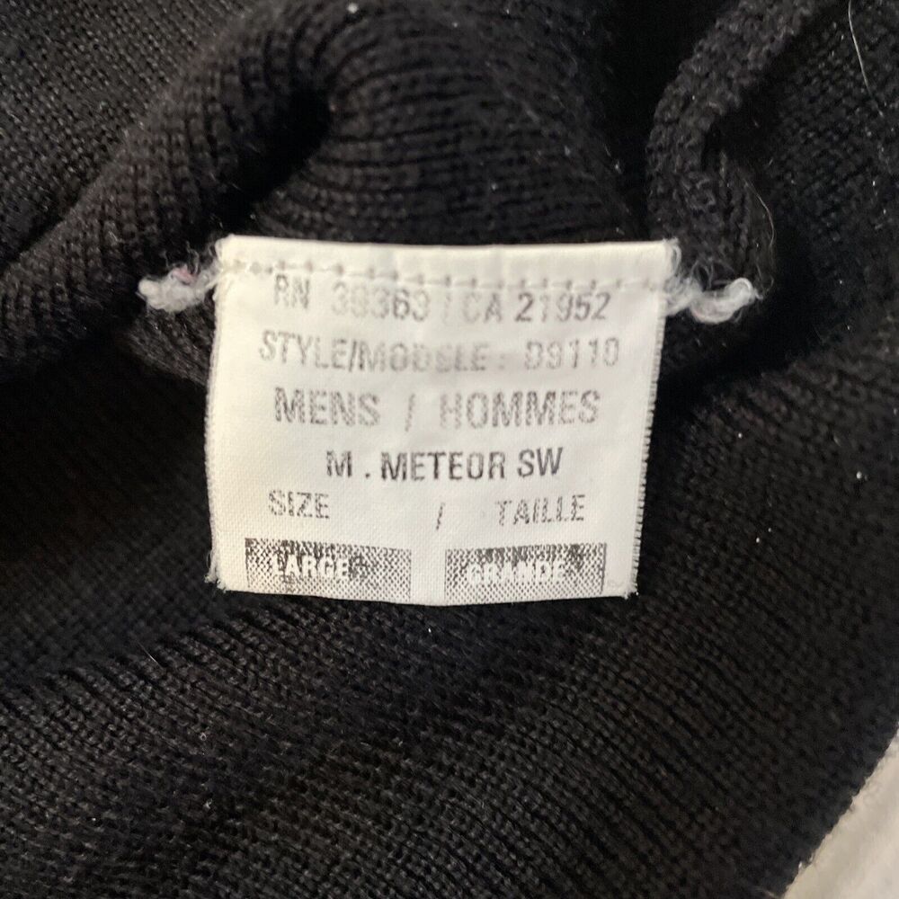 Vintage Men’s DEMETRE 1/4 Zip Wool Black Blue Pullover Ski Sweater Large - Picture 6 of 11